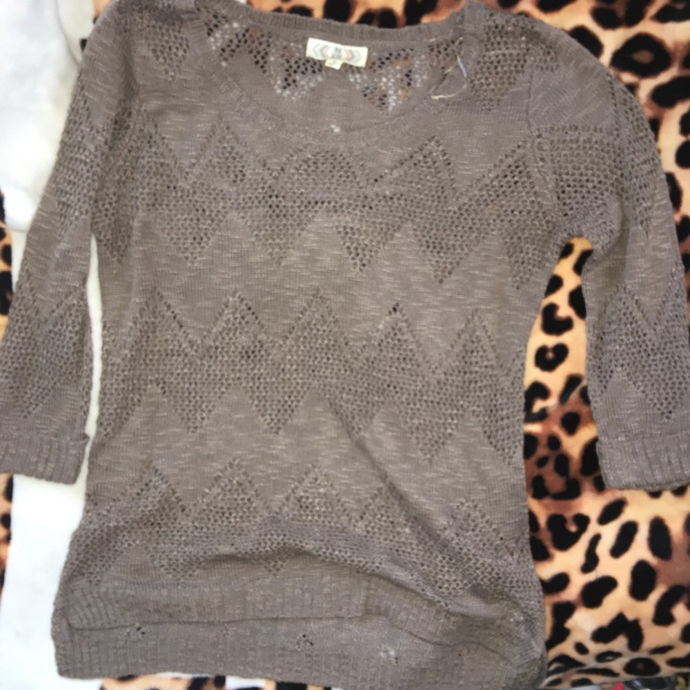 Pink rose cool mocha color crochet sweater top xl